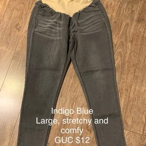 Indigo Blue grey distressed jeans